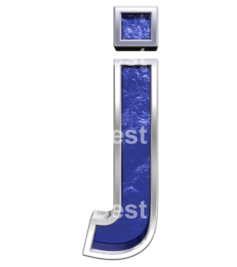 One lower case letter from blue glass cast alphabet set