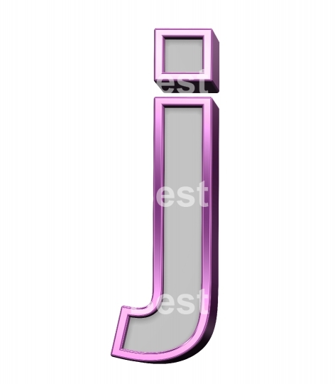 One lower case letter from gray with purple frame alphabet set, isolated on white