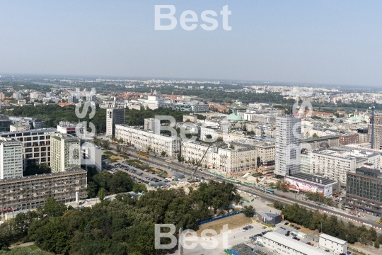 Panoramic aerial view of Warsaw.