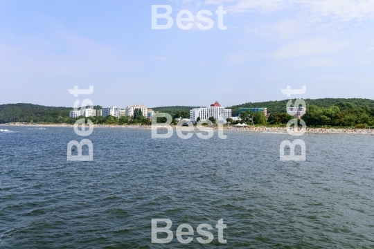 Panoramic view of beach in Miedzyzdroje