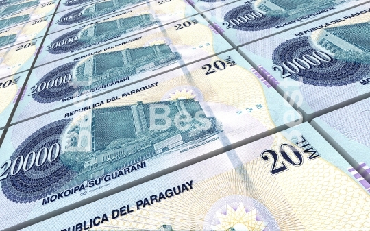 Paraguyan Guarani bills isolated on white background