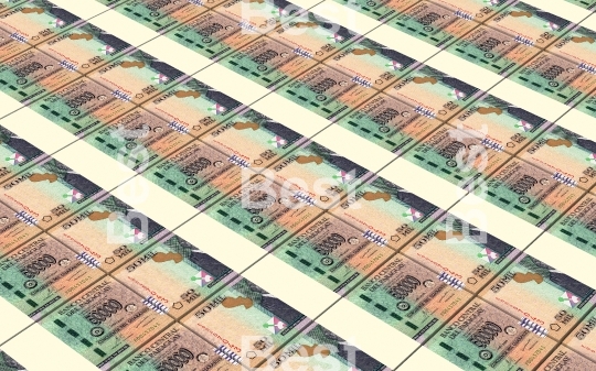 Paraguyan guarani bills stacked background