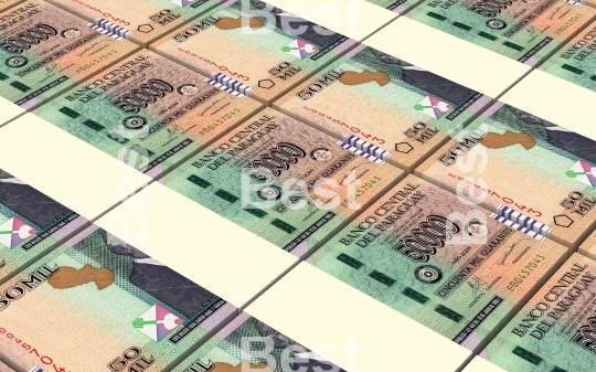 Paraguyan guarani bills stacked background