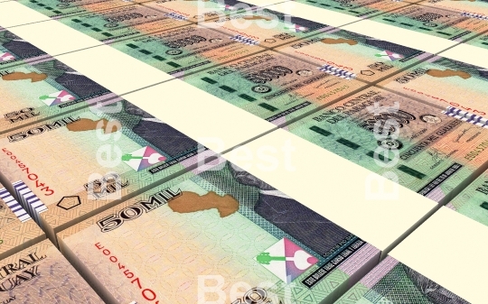 Paraguyan guarani bills stacked background