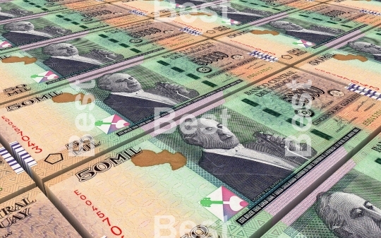 Paraguyan guarani bills stacked background