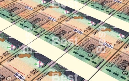 Paraguyan guarani bills stacked background