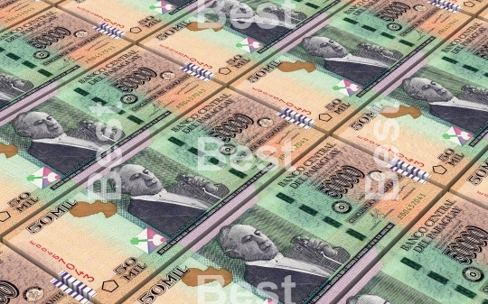 Paraguyan guarani bills stacked background