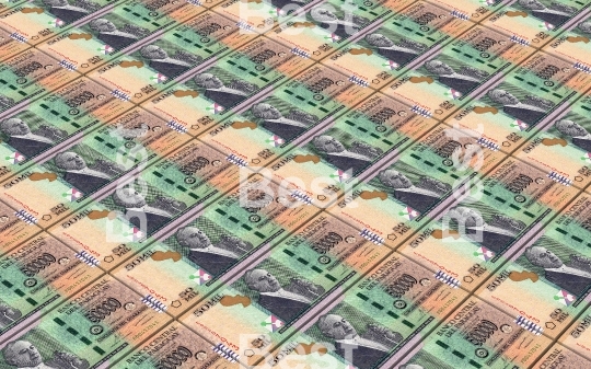 Paraguyan guarani bills stacked background