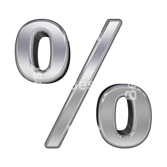 Percent sign from chrome alphabet set