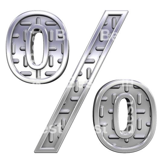 Percent sign from steel tread plate alphabet set