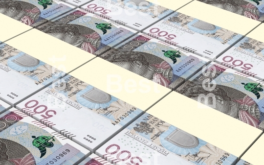 Polish zloty bills stacked background