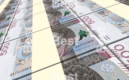 Polish zloty bills stacked background