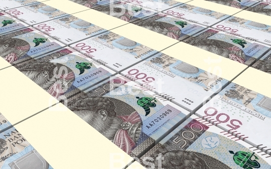 Polish zloty bills stacked background