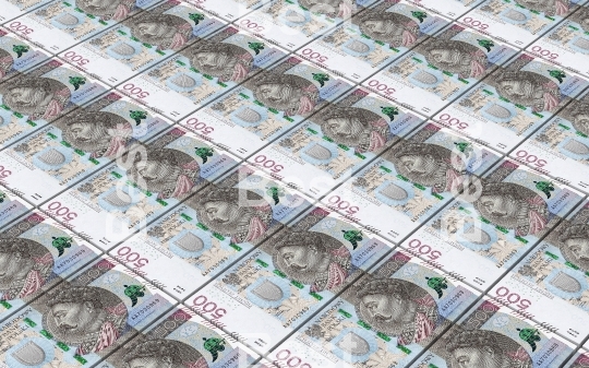 Polish zloty bills stacked background