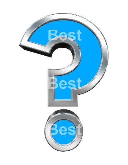 Question mark sign from blue with chrome frame alphabet set