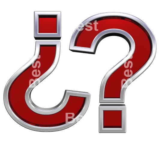 Question mark sign from ruby with chrome frame alphabet set