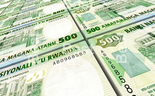 Rwandan francs bills stacked background