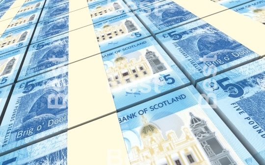 Scotland pound bills stacks background