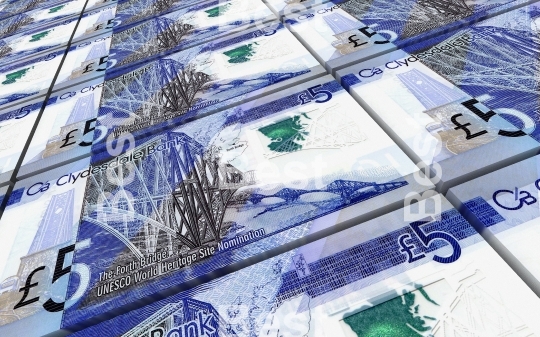 Scotland pound bills stacks background