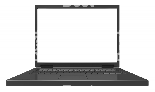 Shiny black laptop isolated on white.