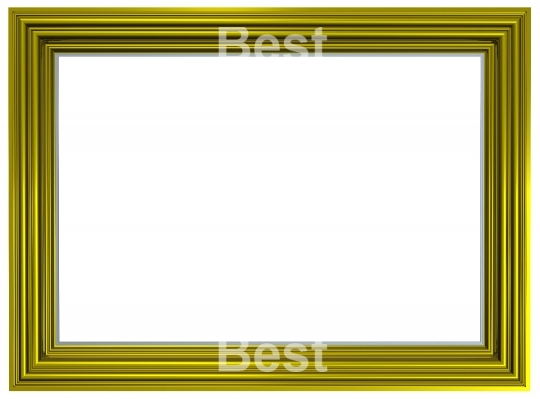 Shiny gold rectangular frame isolated on white background. 