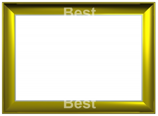 Shiny gold rectangular frame isolated on white background. 