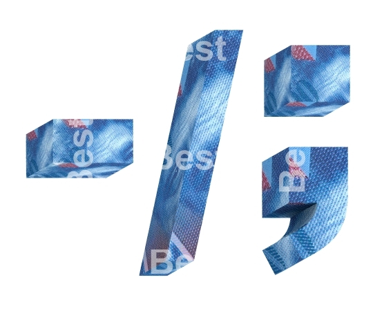 Signs from the swiss franc bill alphabet set isolated over white. 