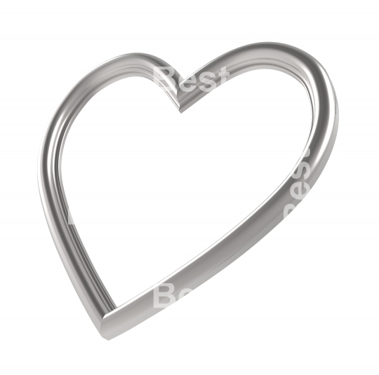 Silver heart picture frame isolated on white.