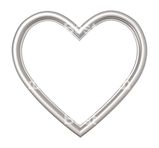 Silver heart picture frame isolated on white.