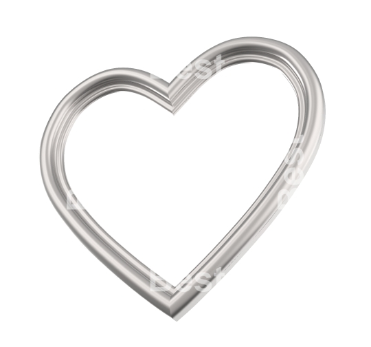 Silver heart picture frame isolated on white.