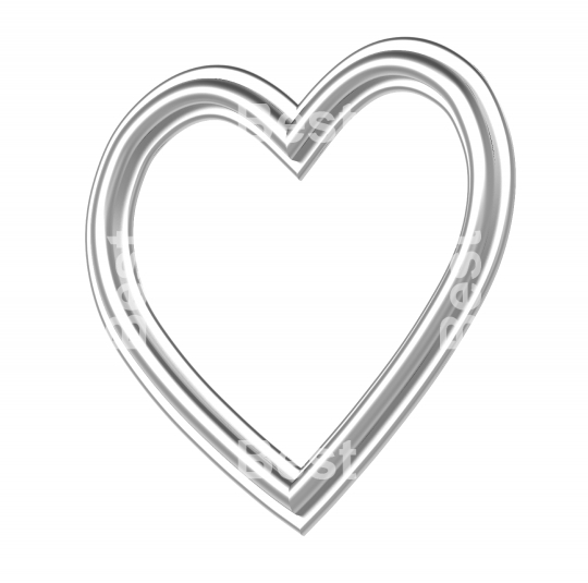 Silver heart picture frame isolated on white