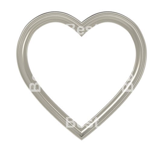 Silver heart picture frame isolated on white