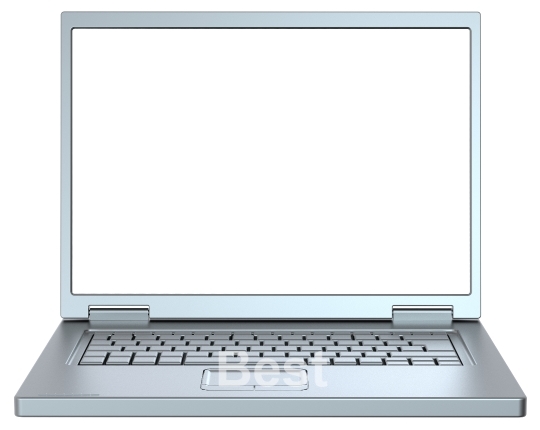 Silver laptop isolated on white.