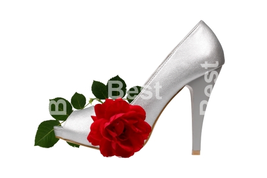 Silver women heel shoe