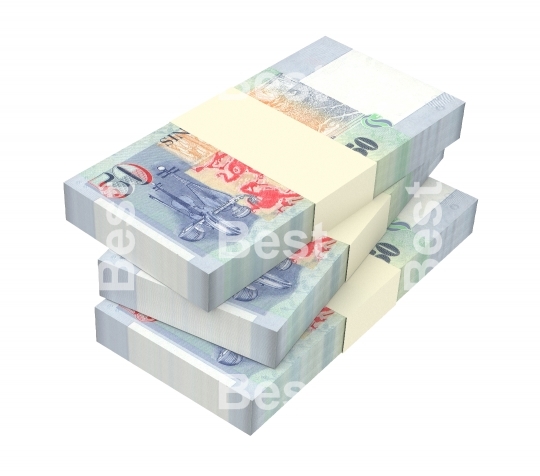 Singaporean dollar bills isolated on white background