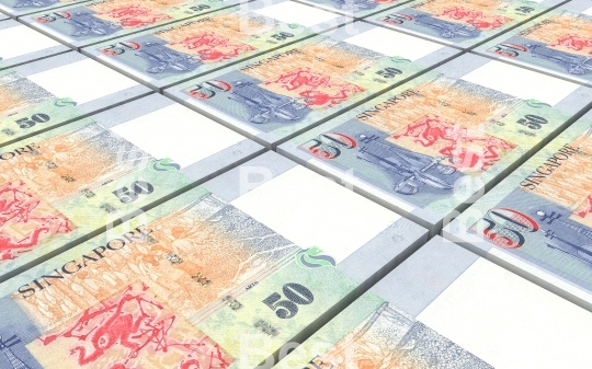 Singaporean dollar bills stacked background