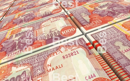 Somalian shilings bills stacked background