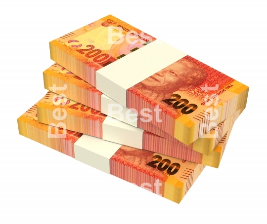 South african rands isolated on white background