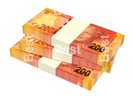 South african rands isolated on white background