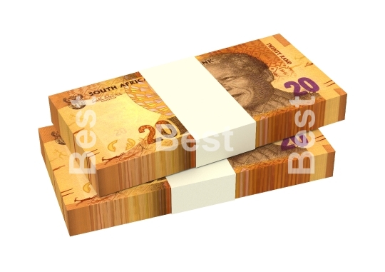 South african rands isolated on white background