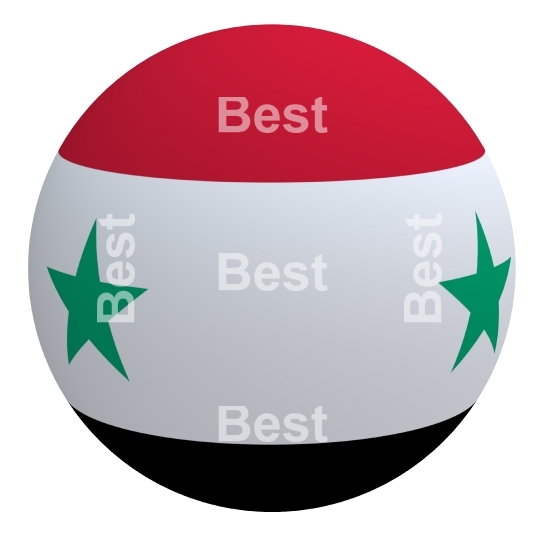 Syria flag on the ball isolated on white.