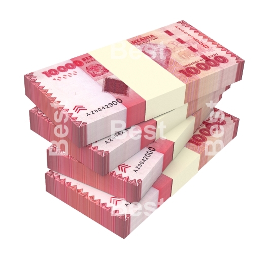 Tanzanian shilling bills isolated on white background