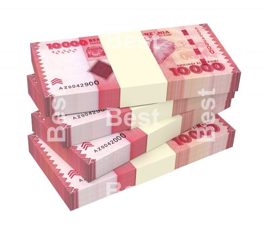 Tanzanian shilling bills isolated on white background