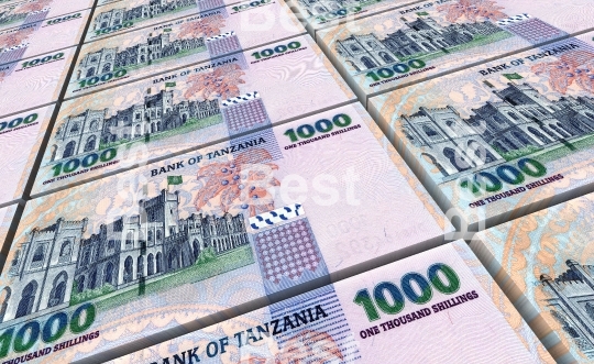 Tanzanian shilling bills stacks background