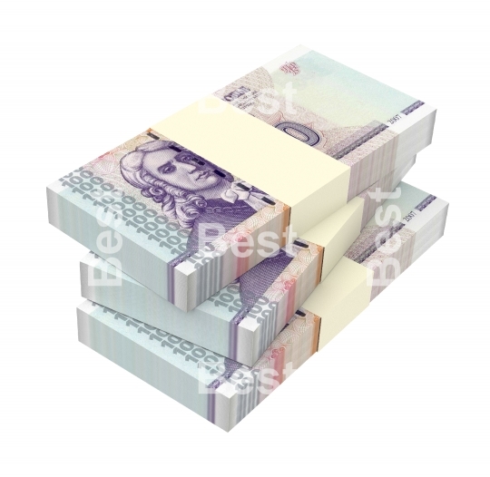 Transnistrian ruble bills stack isolated on white background