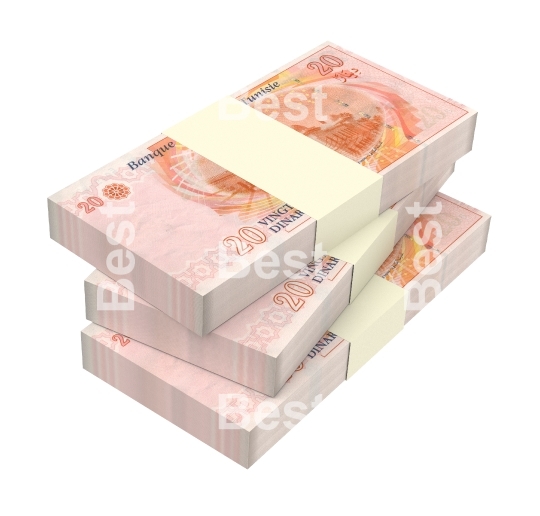 Tunisian dinars bills isolated on white background