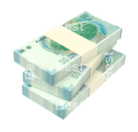 Tunisian dinars bills isolated on white background