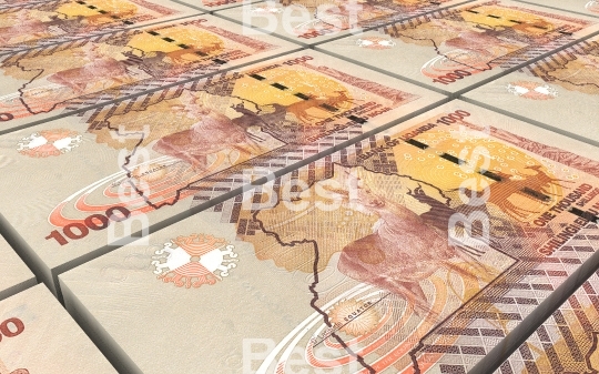 Ugandan shillings bills stacks background