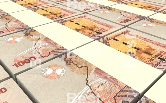 Ugandan shillings bills stacks background