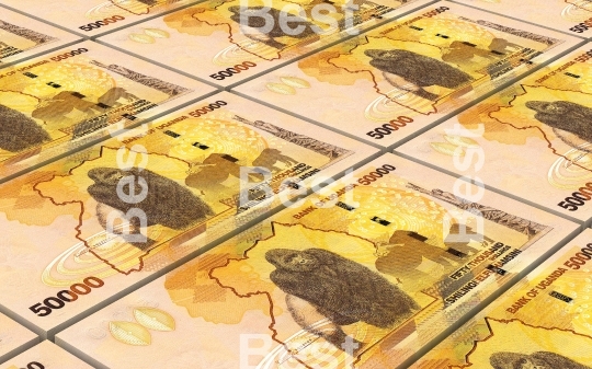 Ugandan shillings bills stacks background